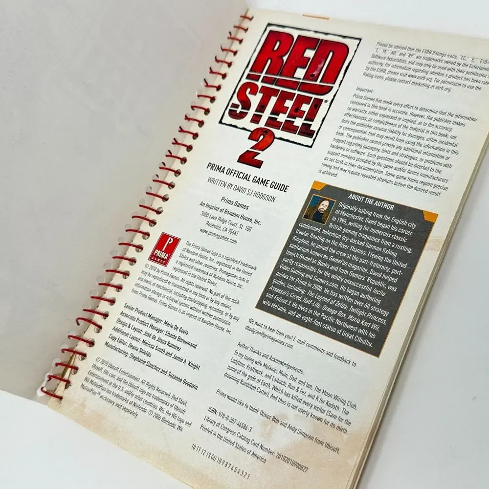 Prima Essential Guide Red Steel 2 Video Game Spiral Bound Wii Hack Slash FPS